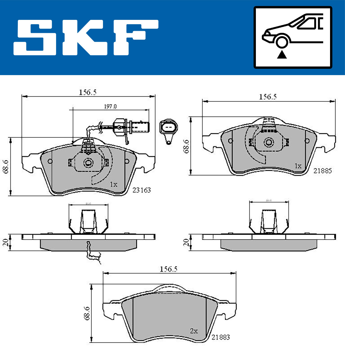 Set placute frana,frana disc VKBP 80573 E SKF